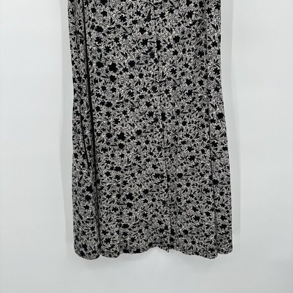 GARNET HILL tank dress button front knit sleeveless floral pockets black M - Picture 4 of 10